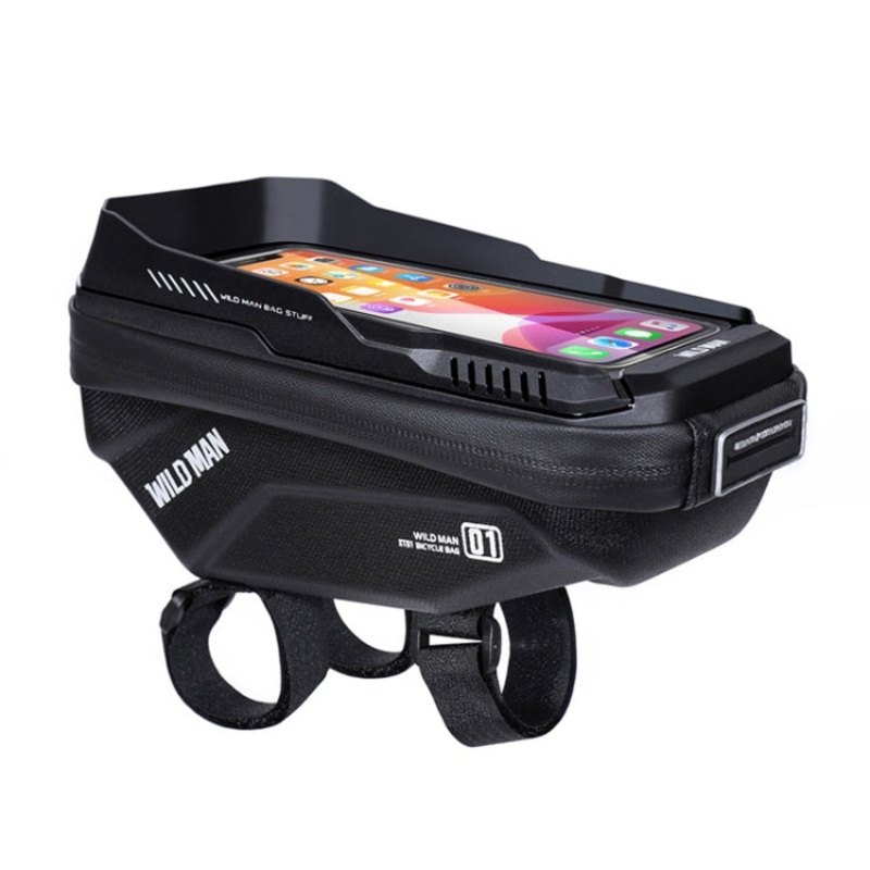 Bicycle EVA Hard Shell Phone Touch Screen Handlebar Bag (Twill) 1L