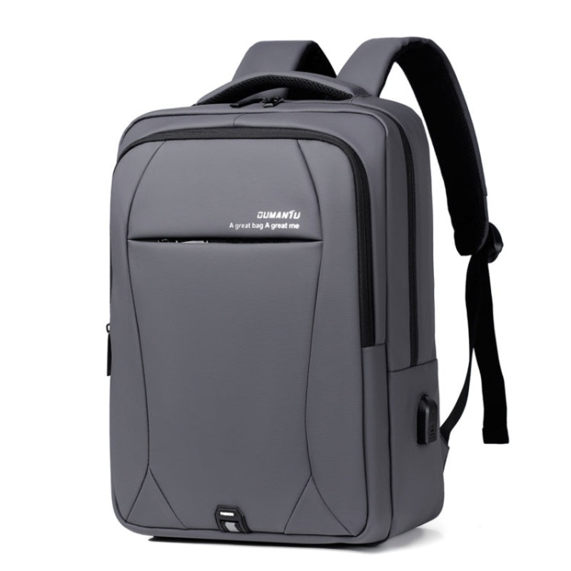 Large Capacity Waterproof Backpack Computer Bag Leather Film Gray (2101-1)