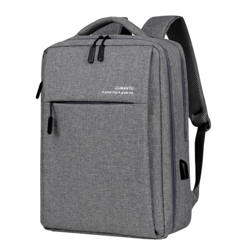 Men Cotton Linen Backpack Leisure Waterproof Outdoor Travel Bag (Gray)