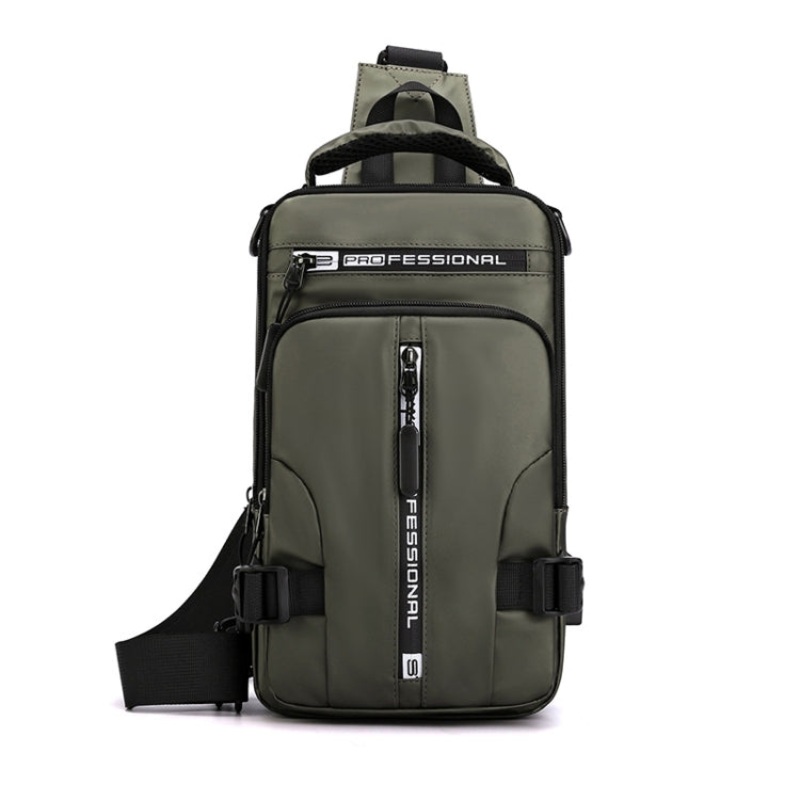 Men Multifunctional Chest Bag Casual Shoulder Messenger Bag Army Green (one size)