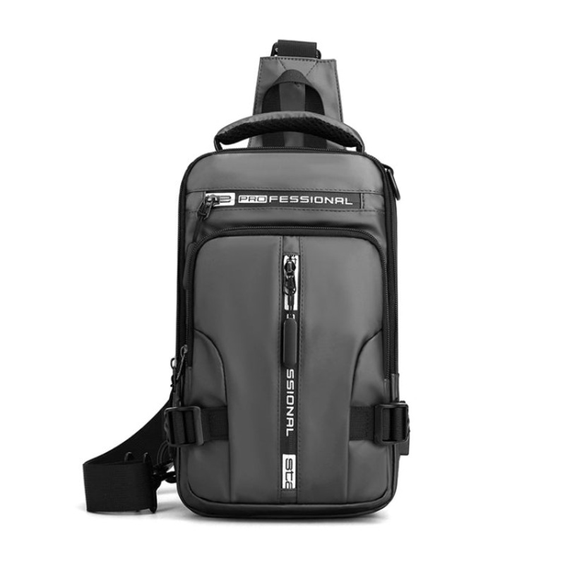 Men Multifunctional Chest Bag Casual Shoulder Messenger Bag (Gray)
