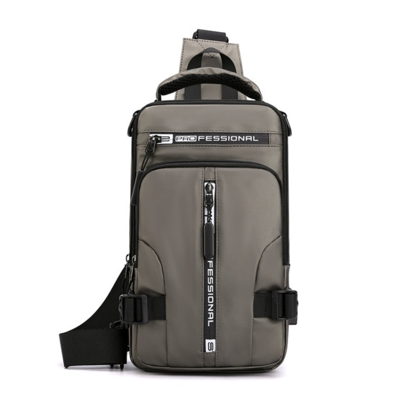 Men Multifunctional Chest Bag Casual Shoulder Messenger Bag(Khaki)