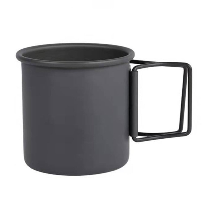 Outdoor Camping Folding Water Cup Portable Aluminum Cup (Black) 300ml