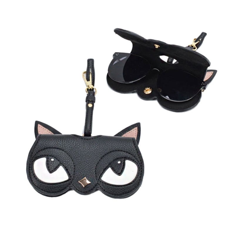 PU Sunglasses Bag Cute Quirky Sunglasses Box(Black Fox)