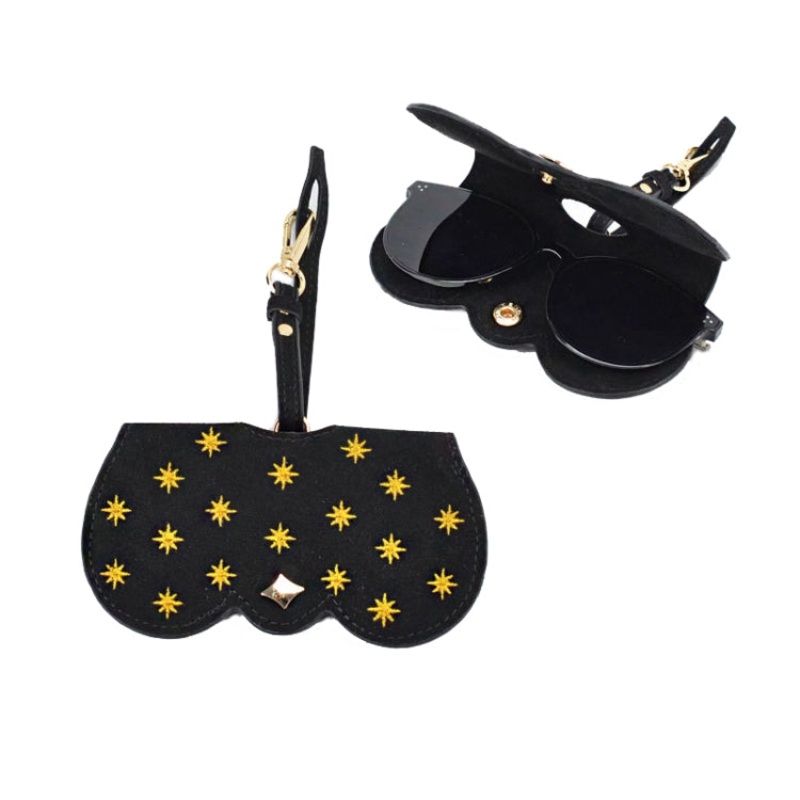 PU Sunglasses Bag Cute Quirky Sunglasses Box(Golden Star)