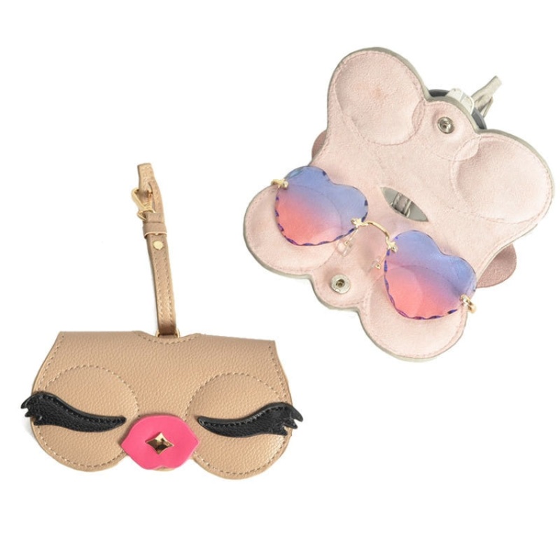 PU Sunglasses Bag Cute Quirky Sunglasses Box(Love Flying Kiss)