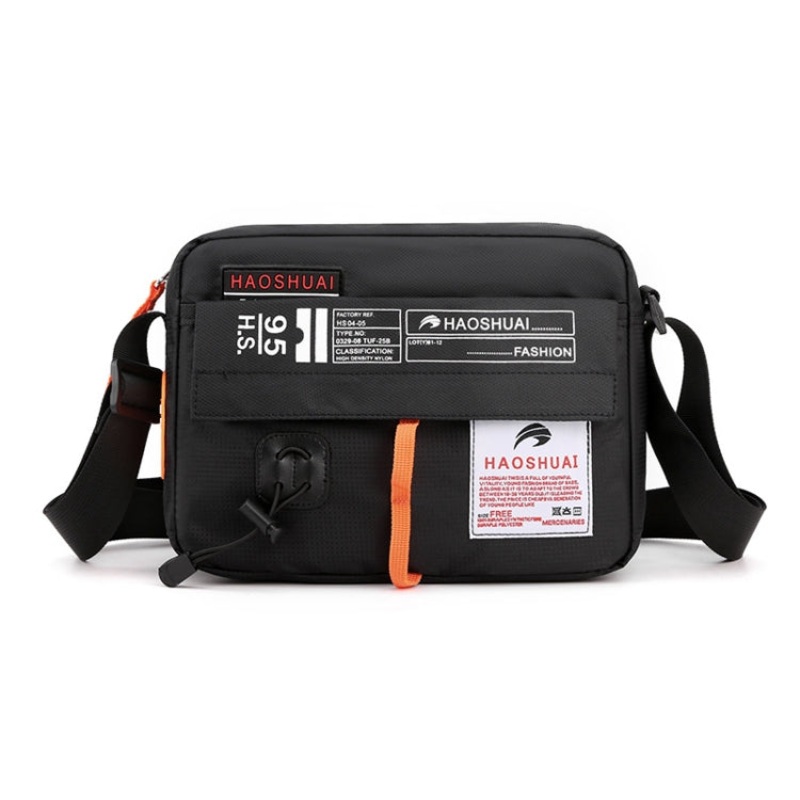 Sports Leisure Men Outdoor Waterproof Nylon Shoulder Bag (Black)