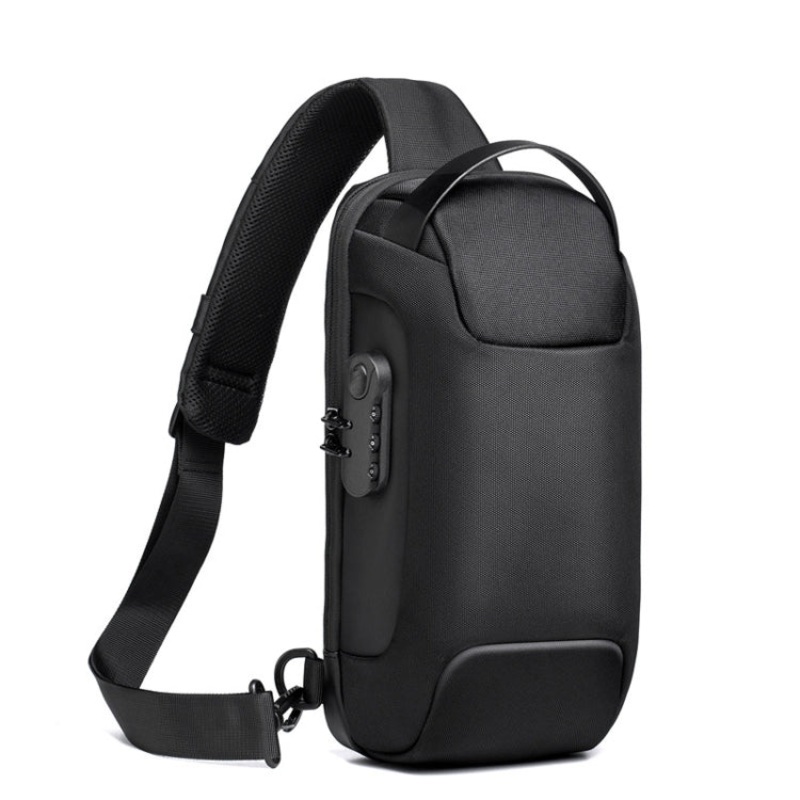 Men Anti-theft Oxford Cloth Chest Bag Crossbody Sports Backpack (Black)