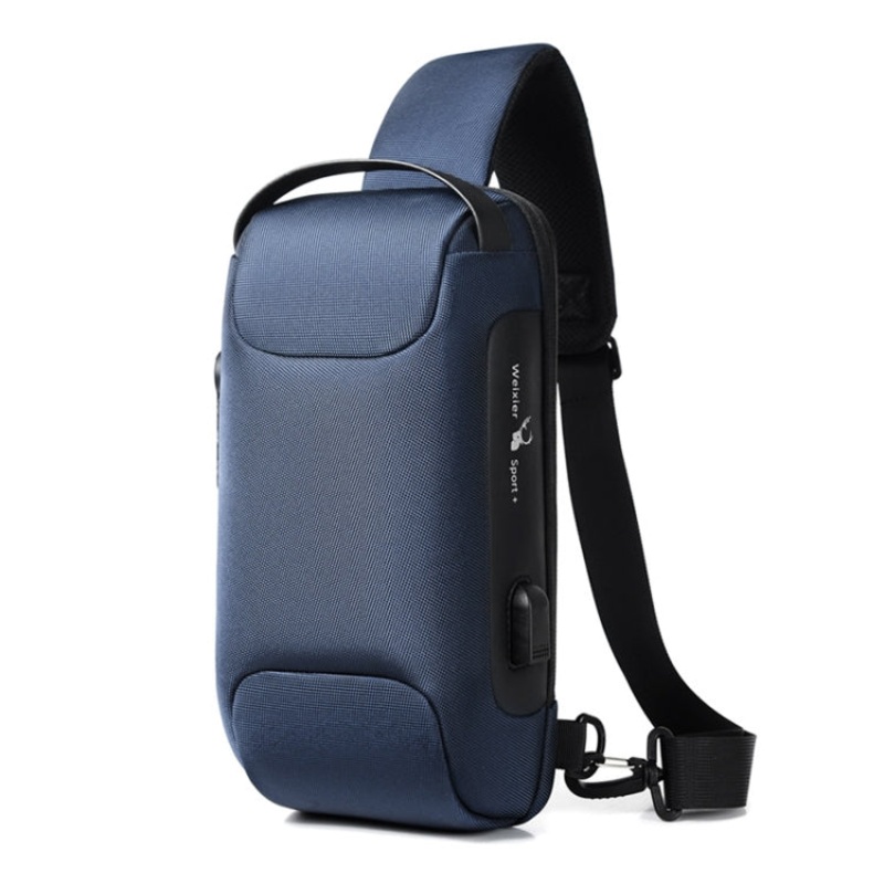Men Oxford Cloth Anti-theft Crossbody Bag Sports Backpack (New Blue)
