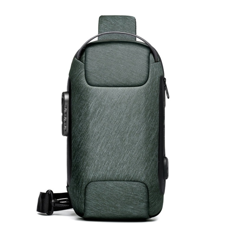 Men Oxford Cloth Anti-theft Crossbody Chest Bag Sports Backpack (Army Green)