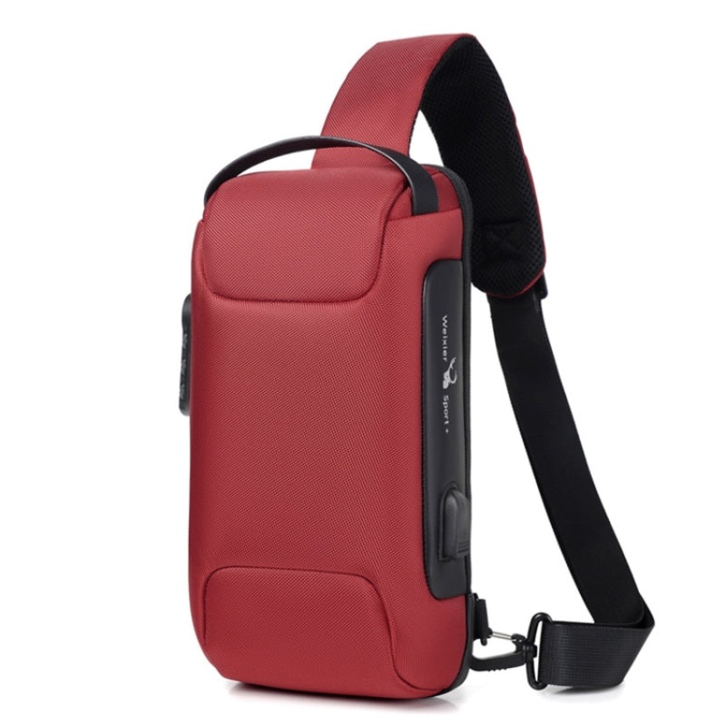 Men Oxford Cloth Anti-theft Crossbody Sports Backpack (Red)