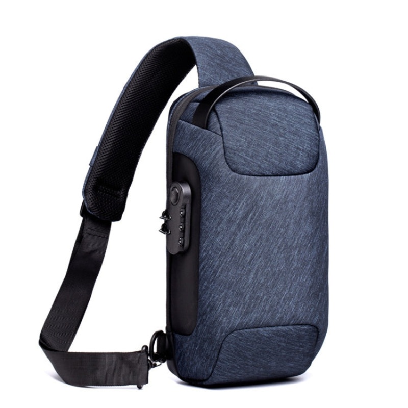 Men Oxford Cloth Chest Bag Anti-theft Crossbody Sports Backpack (Blue)