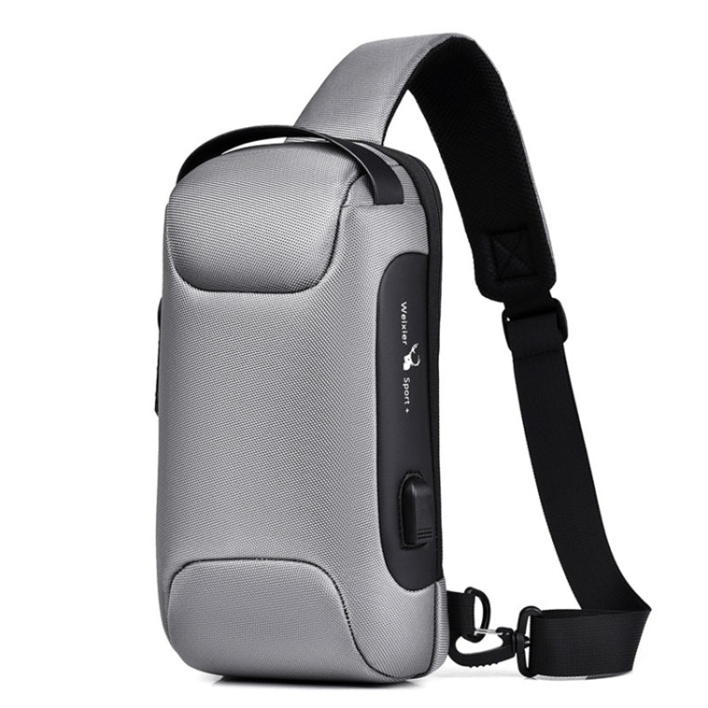 Men Oxford Cloth Chest Bag Anti-theft Crossbody Sports Backpack (Gray)