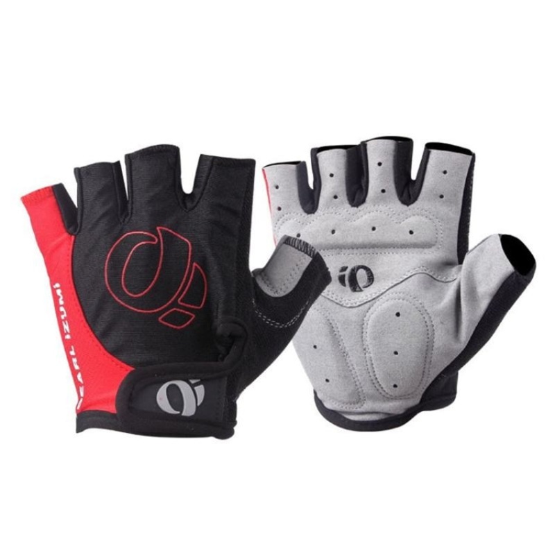 YIZIMI Anti-shock Half-finger Gloves Cycling Silicone Short Finger Gloves, Size: S(Black Red)