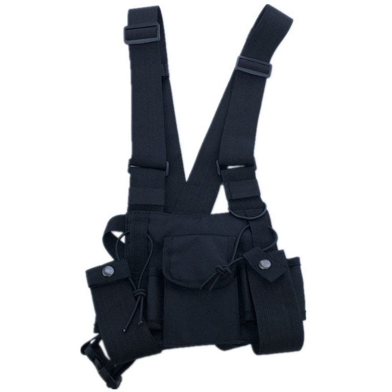Adjustable Walkie Talkie Call Machine Vest (Small Black)