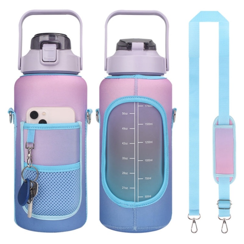 Gradient Color Water Bottle Cover Sleeve with Strap (Gradient Purple) 2L