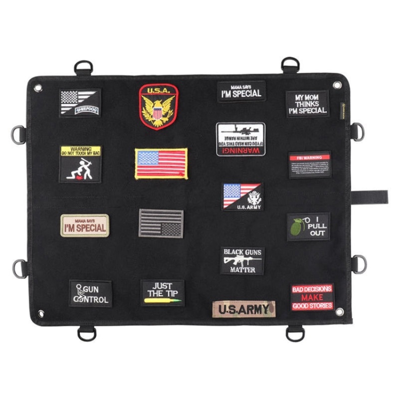 Hook and Loop Fastener Badge Storage Board with Hook (Black)