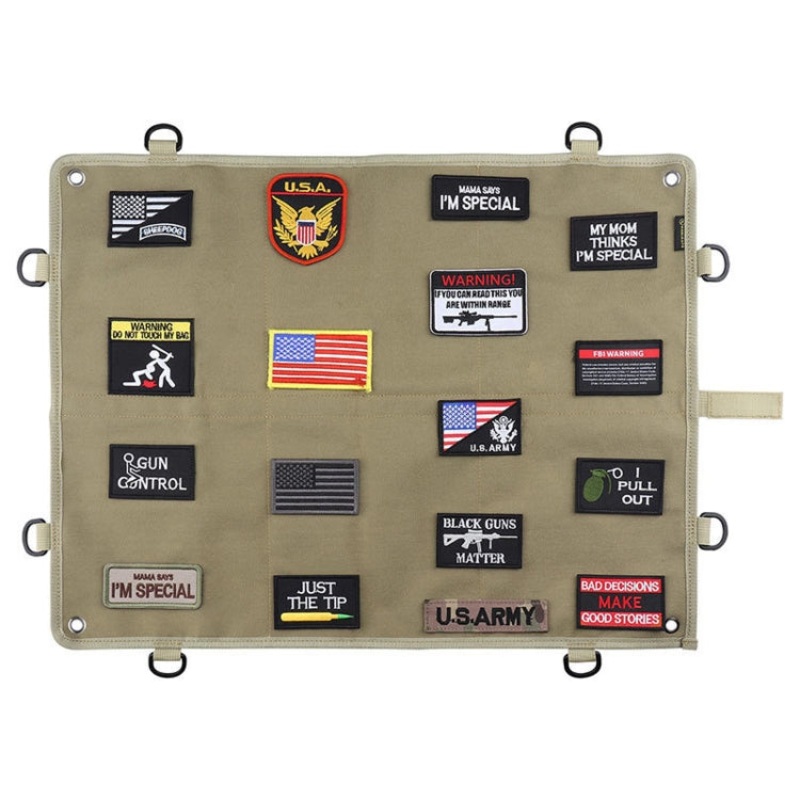 Hook and Loop Fastener Badge Storage Board with Hook (Khaki)