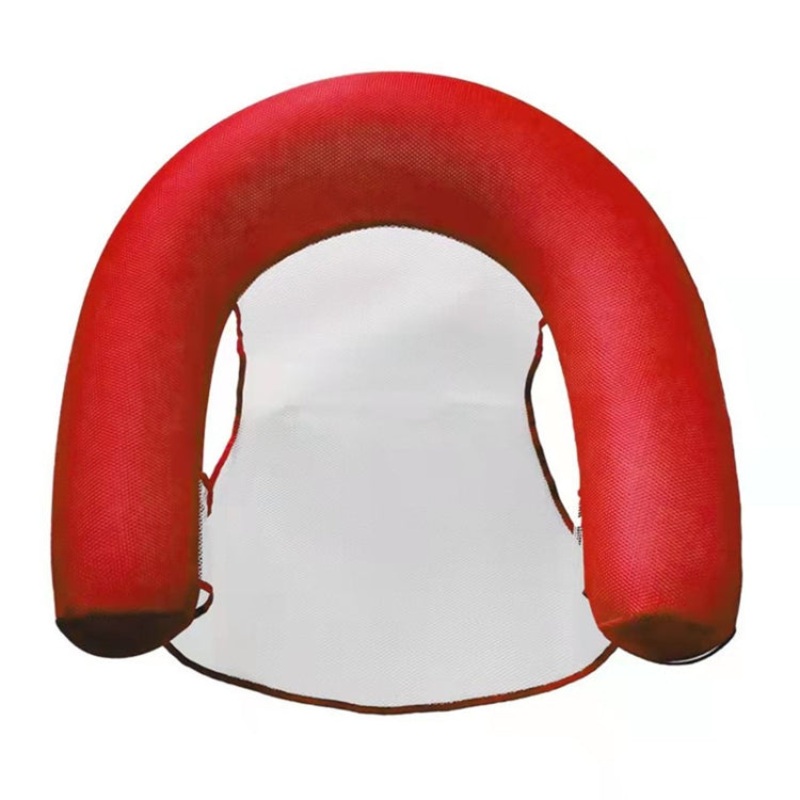 Inflatable Water Sofa Reclining Chair Floating Bed Foldable Hammock With Net(Red)