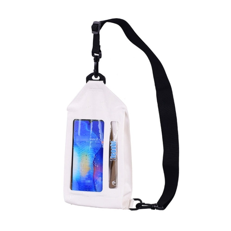 Swimming Waterproof Crossbody Phone Bag Touch Screen Chest Bag White (Paste Style)