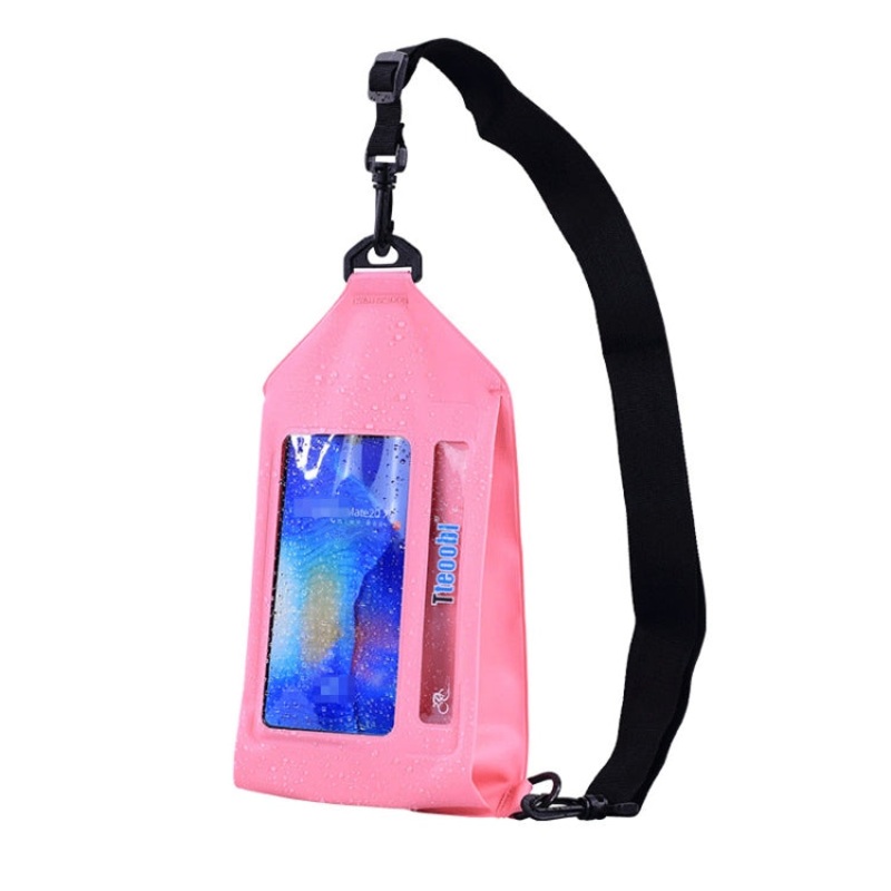 Swimming Waterproof Crossbody Phone Bag Touch Screen Chest Bag Zipper Style (Pink)