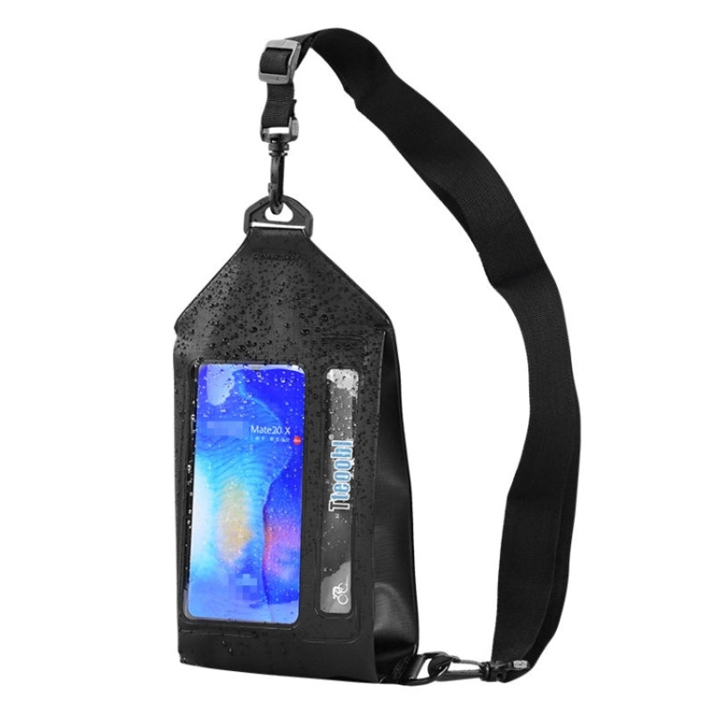 Swimming Waterproof Touch Screen Chest Bag Crossbody Phone Bag Zipper Model Black (One Size)