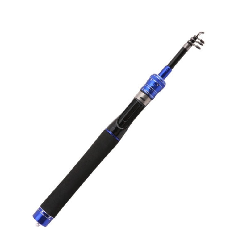 Telescopic Lure Rod Mini Fishing Rod Portable Fishing Tackle, Length: 2.4m(Blue Straight Handle)