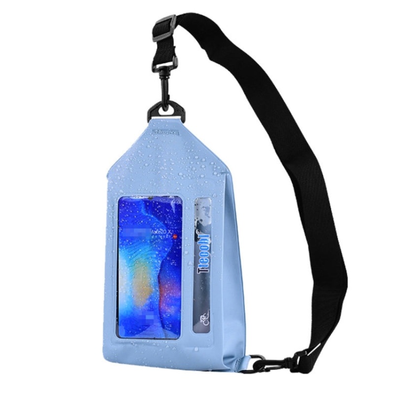 Waterproof Swimming Crossbody Phone Bag with Touch Screen and Zipper Style (Gray Blue)