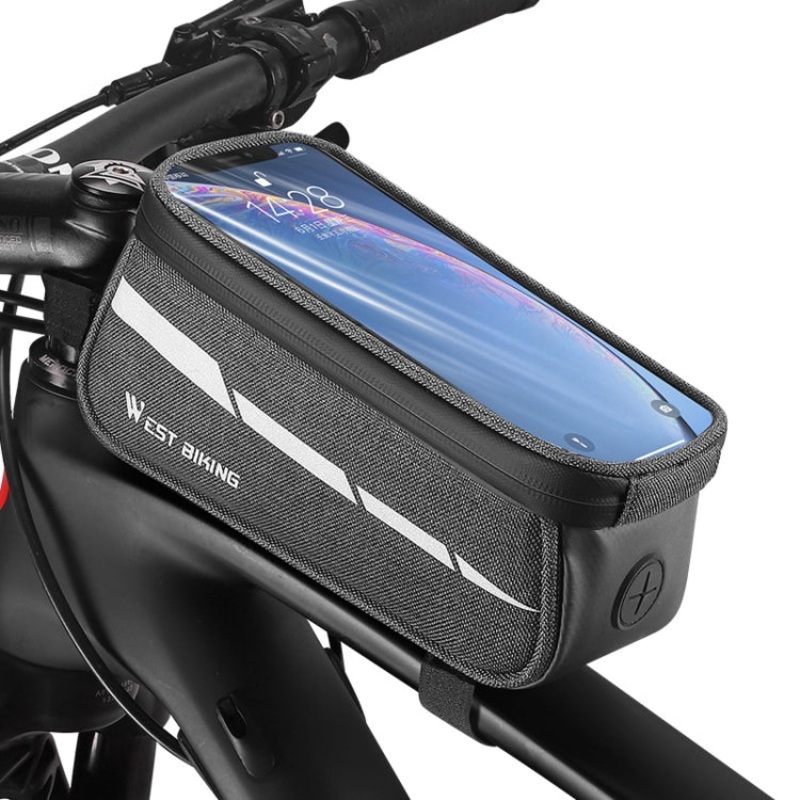 7 inches Mountain Bike Touch Screen Front Beam Bag (Black Gray)