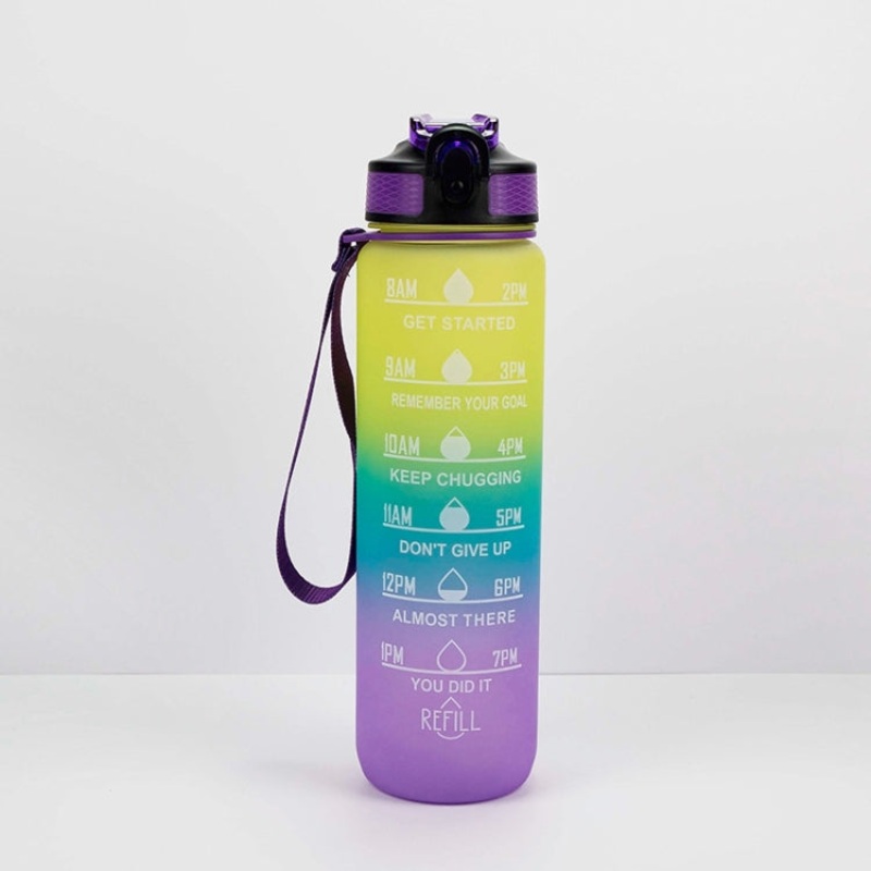 Gradient Space Cup Sports Bottle with Bounce Lid and Straw (Yellow Purple)