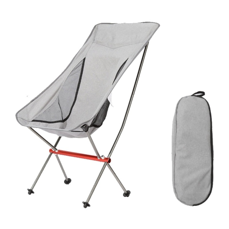 Outdoor Camping Beach Portable Ultra-Light Aluminum Alloy Folding Chair (Grey)