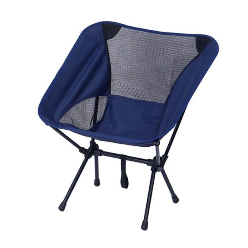 Portable Folding Beach Chair for Camping and Leisure Activities (Navy Blue)