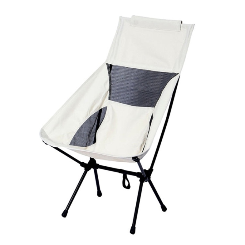 Portable Folding Beach Chair for Camping and Leisure (White)