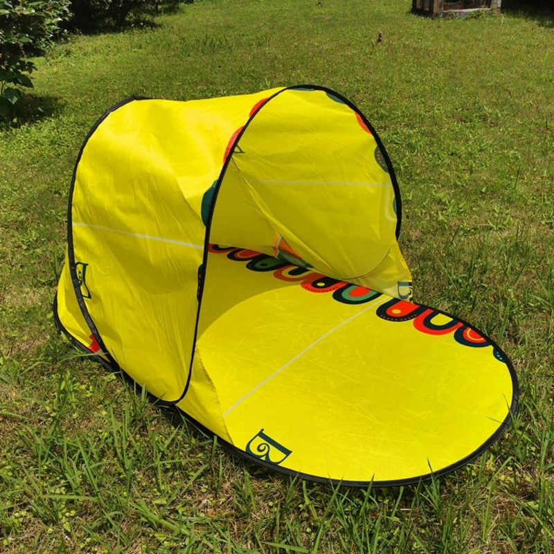 Single Leisure Sunscreen Tent Wire Beach Tent Thicken Yellow Print (Large)