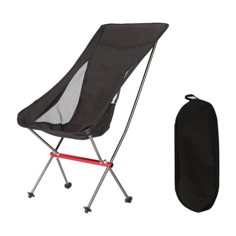 Ultra-Light Aluminum Alloy Folding Chair for Outdoor Camping and Beach (Black)