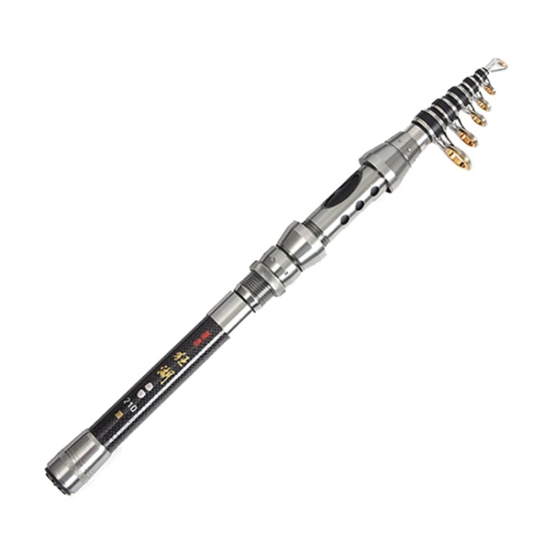 LEO 27593 Carbon Mini Fishing Rod Shrink Handle Throwing Poles, Length: 2.4m