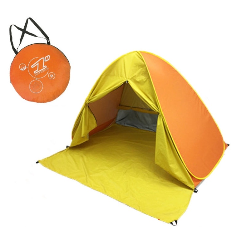 Automatic Instant Pop Up Beach Tent 150x165x110cm (Orange with Yellow)