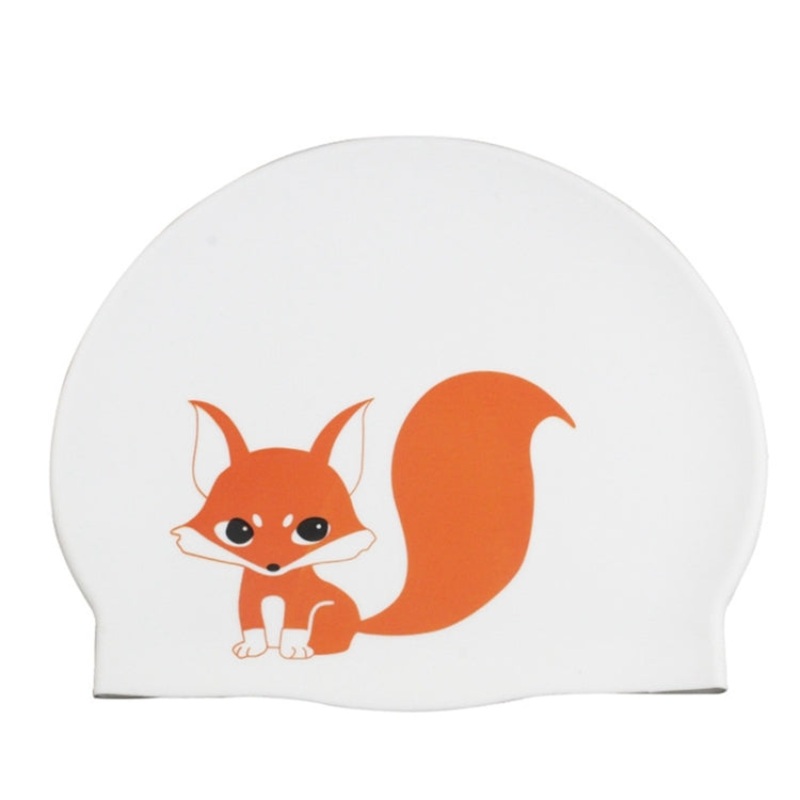 Hy08 Cute Cartoon Print Silicone Swimming Cap, Spec: Little Squirrel
