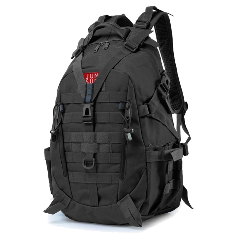 Waterproof Outdoor Sports Molle Rucksack Backpack with Reflective Stripe (Black)