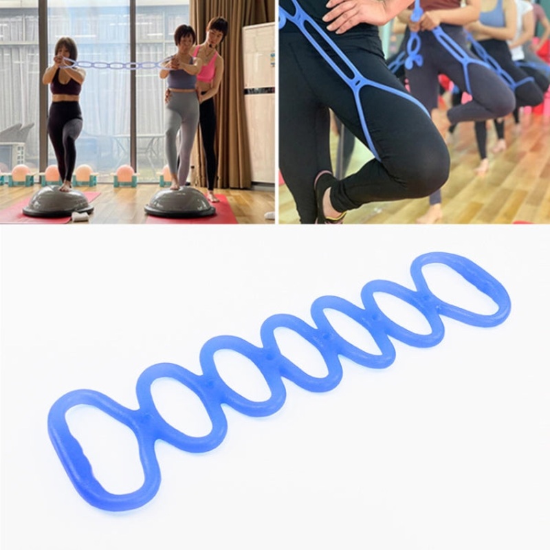Jelly Seven-Hole Elastic Silicone Yoga Resistance Band - Blue