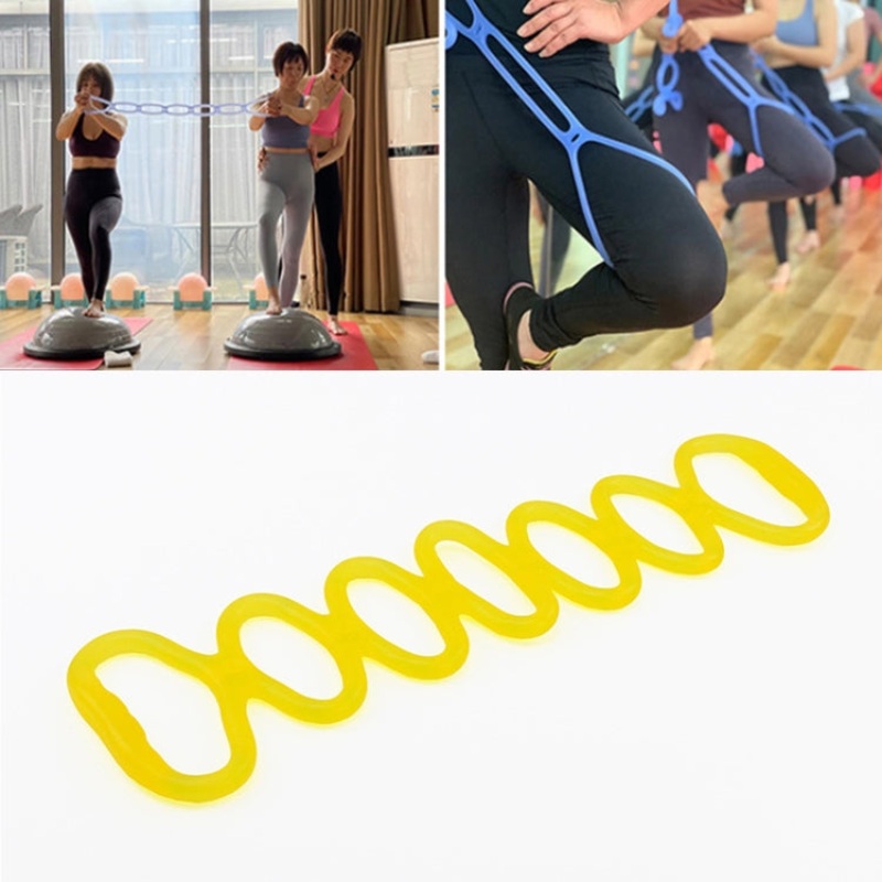 Jelly Seven-Hole Elastic Silicone Yoga Resistance Band (Yellow)