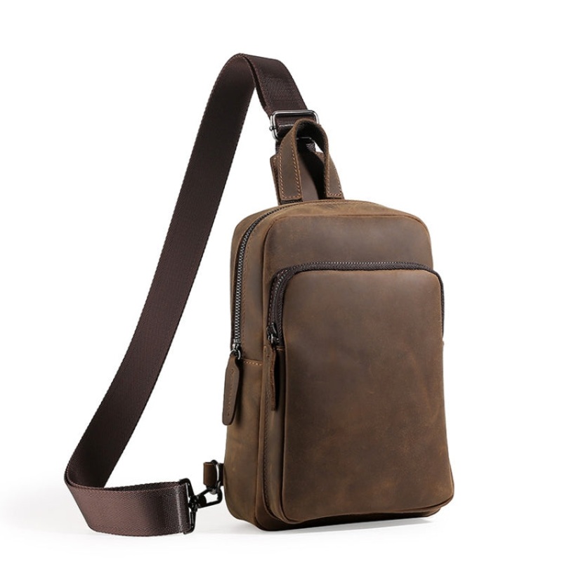 Men Vintage Leather Travel Messenger Bag (Coffee)