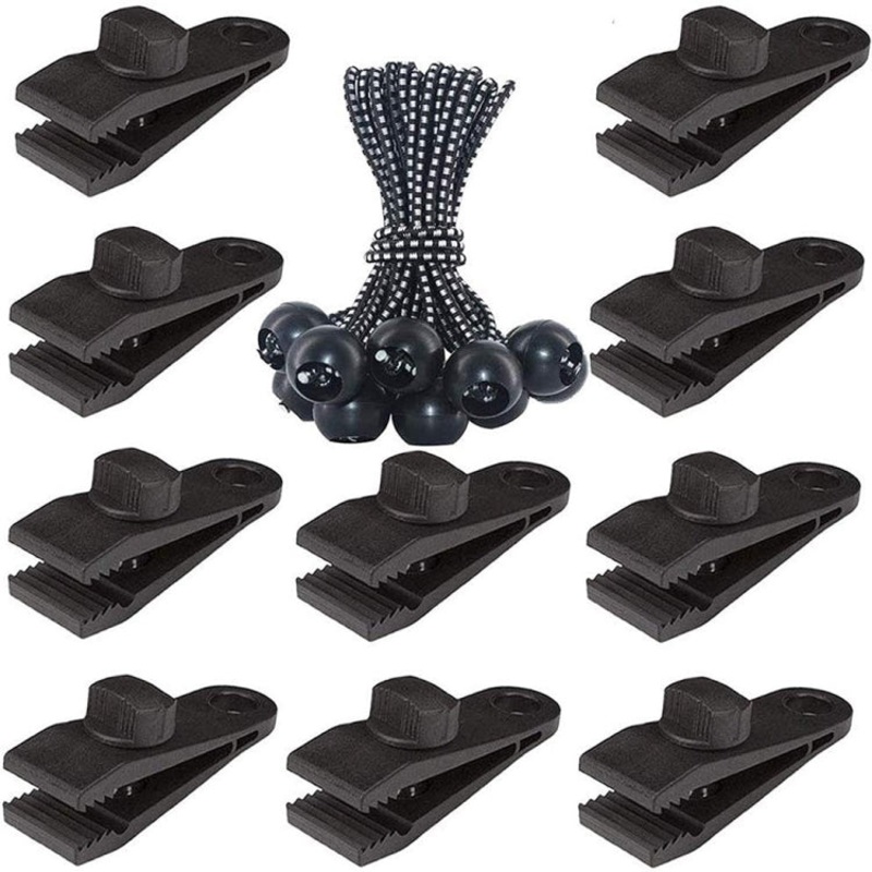 Outdoor Camping Windproof Canopy Fixed Tent Clip Rope Buckle Quick Hanging Set 10 Clips+10 Ropes (10 Clips + 10 Ropes)