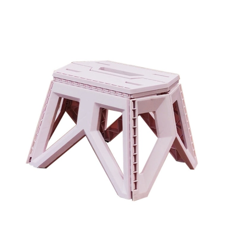 Portable Thickened Plastic Folding Stool Outdoor Fishing Stool (Pink)