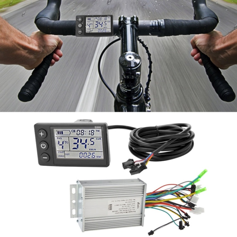 Smart Brushless Electric Vehicle Controller LCD SpeedMeter Kit for 36V-60V Vehicles with 450W-500W Power (Black)