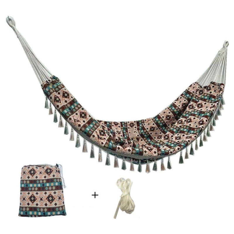 Jacquard Canvas Double Plus Hammock with Tassels (Outdoor Indoor)