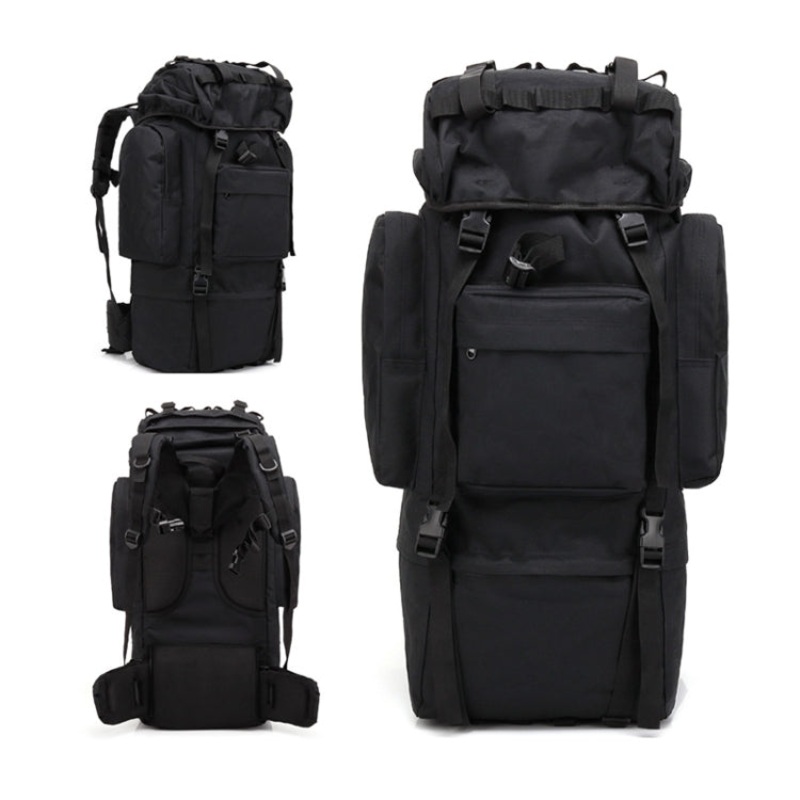 Large Capacity Waterproof Outdoor Travel Camping Hiking Backpack (Black, 65L)