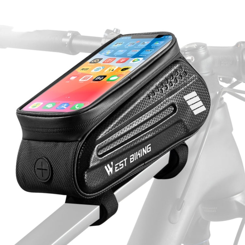 Bicycle Hard Shell Front Beam Bag Touch Screen Saddle Bag - Mobile Phone - Black