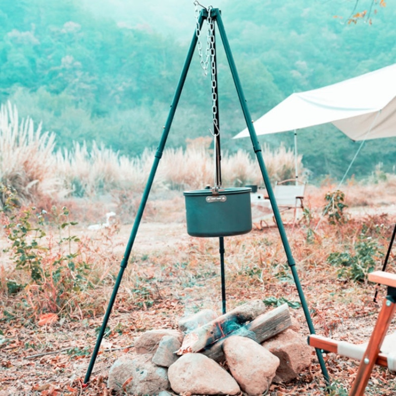 Outdoor Camping Aluminum Alloy Picnic Tripod (Great for Hiking, Foldable Lightweight)