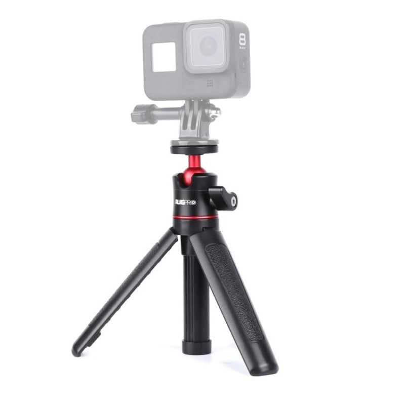RUIGPRO Multi-functional Foldable Tripod Holder Selfie Monopod Stick with Ball Head for GoPro, Insta360, DJI and Other Action Cameras (Black)